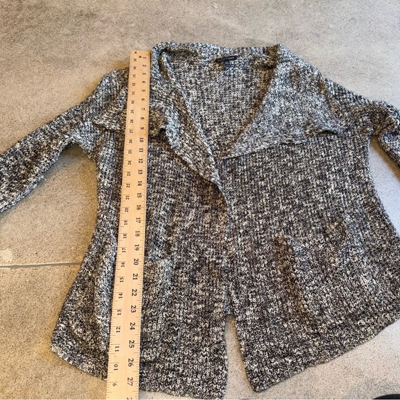 Eileen Fisher XS Open Front Cardigan Organic Cotton Alpaca Blk-Wht Pockets - Picture 8 of 11